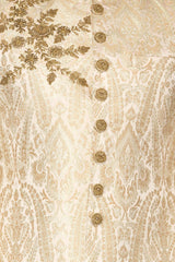 Ivory Gold Brocade Sherwani With Gold Dabka Embroidery Paired With Gold Chudidar