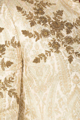 Ivory Gold Brocade Sherwani With Gold Dabka Embroidery Paired With Gold Chudidar