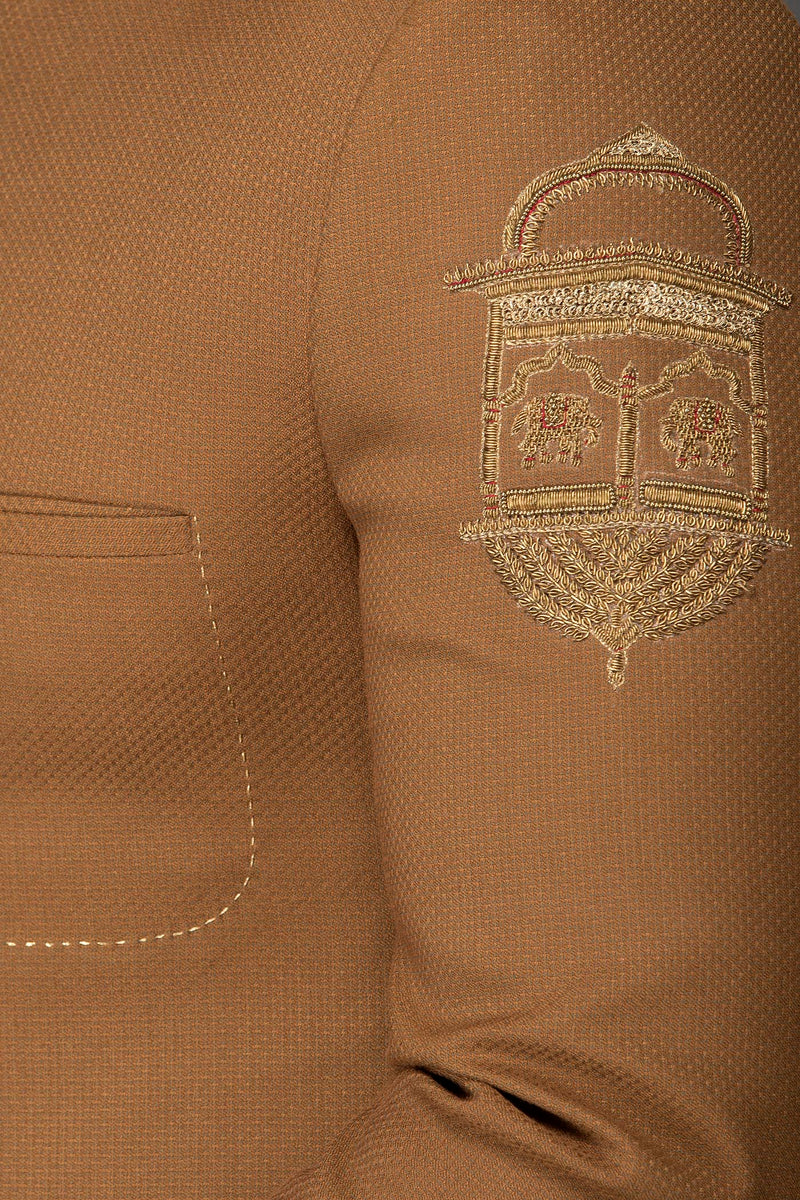 Camel Brown Colour Short Band Gala/ Cocktail Jacket Paired With Same Colour English Trousers