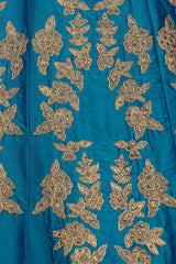 Ferozi Blue See Through Waist Anarkali/Gown With Net Dupatta