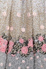 Light Grey Colour Net Lehenga Top Dupatta With Black And Pink Thread Work And Sequence Highlighting