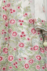 Ivory Colour Net Jacket And Silk Skirt With Net Dupatta