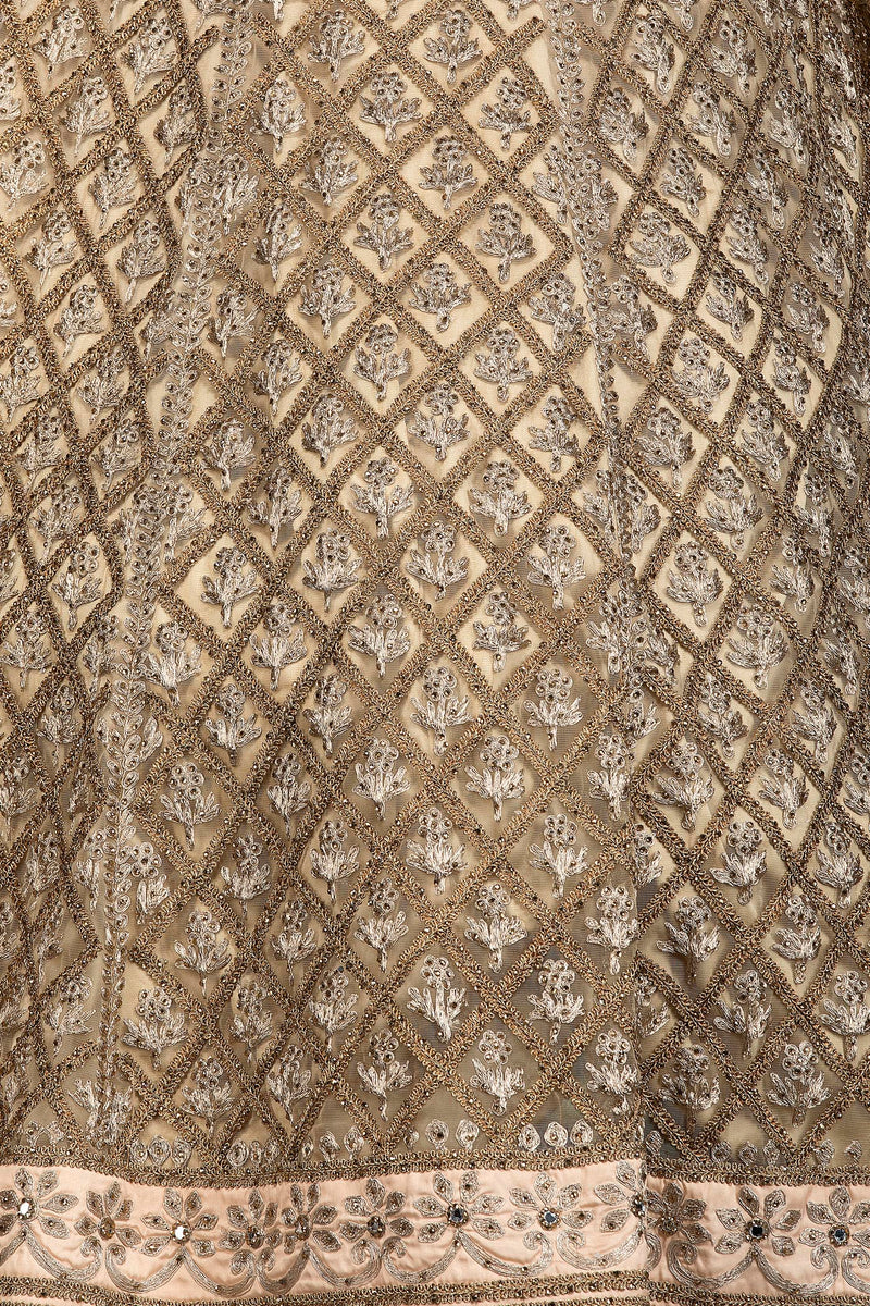 Nude Colour Net Anarkali/Gown With Net Dupatta