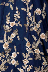 Navy Blue Colour Silk Anarkali/Gown With Sequence Top Part With Net Dupatta