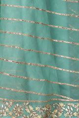 Mint Green Net Gota Patti Embroidery Sharara Top And Dupatta