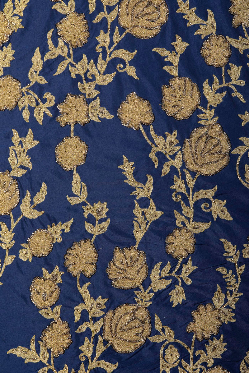 Royal Blue Silk Anarkali /Gown With Net Dupatta