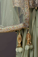 Mint Green Asymmetrical Peplum Top With Silk Inner And Georgette Sharara