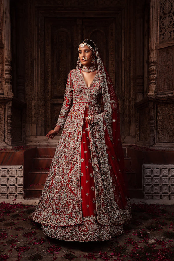 Organza Red Jacket style with Skirt Bridal Outfit