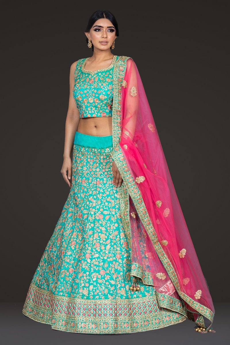 Fully Embroidered Top and Skirt with contrast Scarf