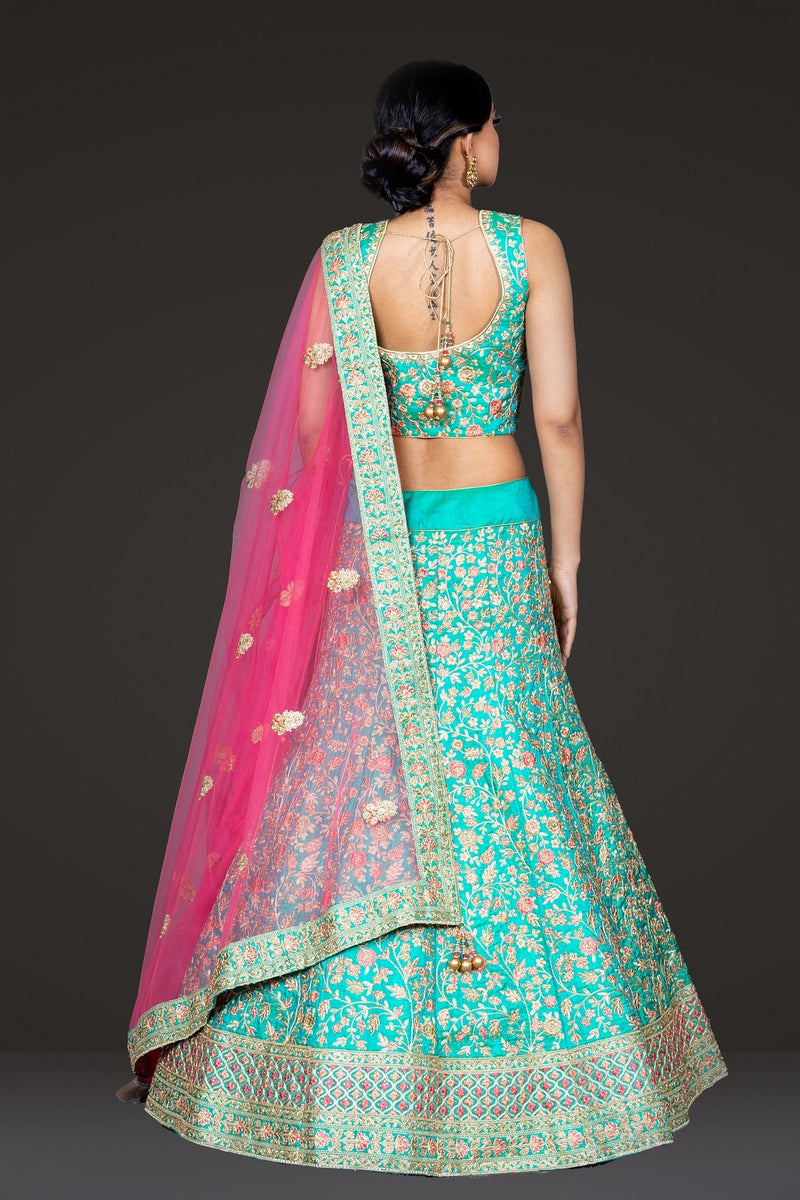 Fully Embroidered Top and Skirt with contrast Scarf