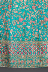 Fully Embroidered Top and Skirt with contrast Scarf